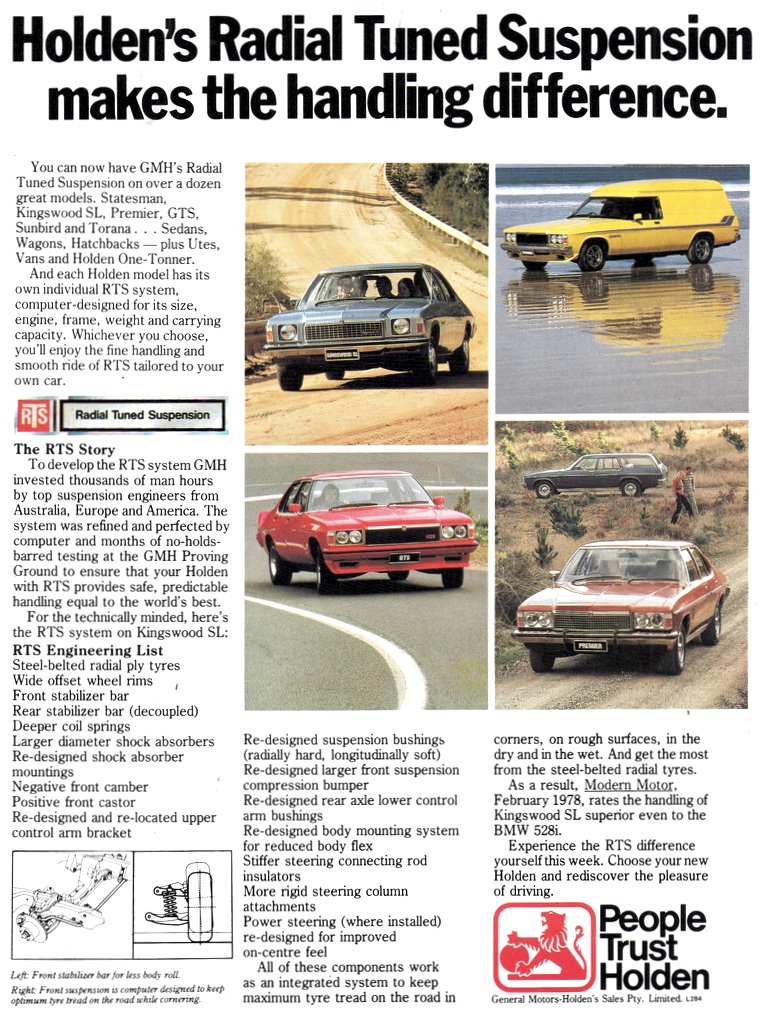1978 Radial Tuned Suspension RTS HZ Holden Kingswood SL
